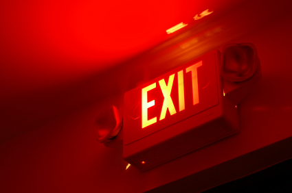 red emergency exit light sign 